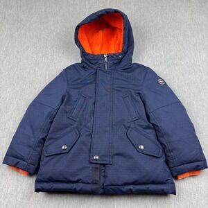 Polo Ralph Lauren Jacket Toddler 3T Blue Puffer White Duck Down Hooded Full Zip
